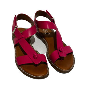 Franco Sarto Asymmetrical Flat leather Sandals Fuchsia Pink sz 6.5 Travel style